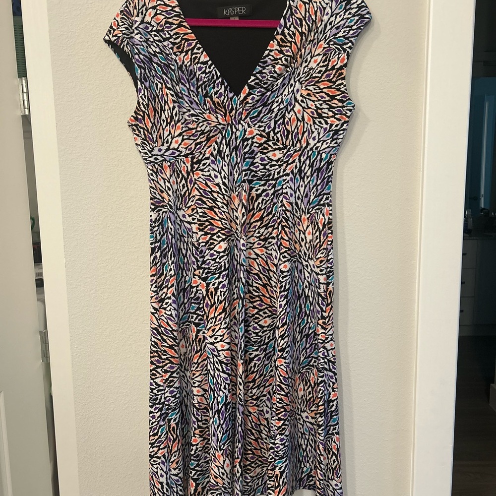 Kasper Multicolor V-Neck Dress